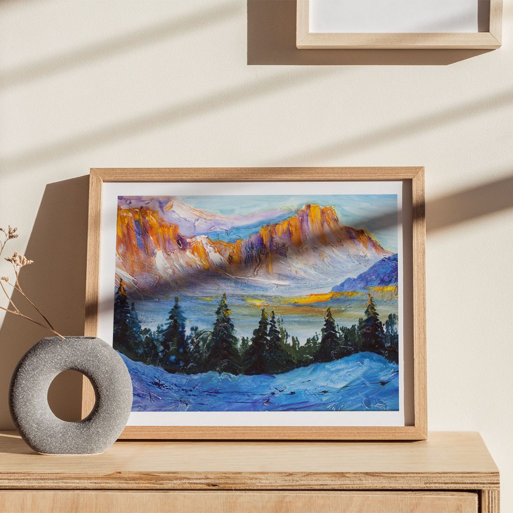 Impressionism Winter Mountains Pine Trees – Wall Hanging