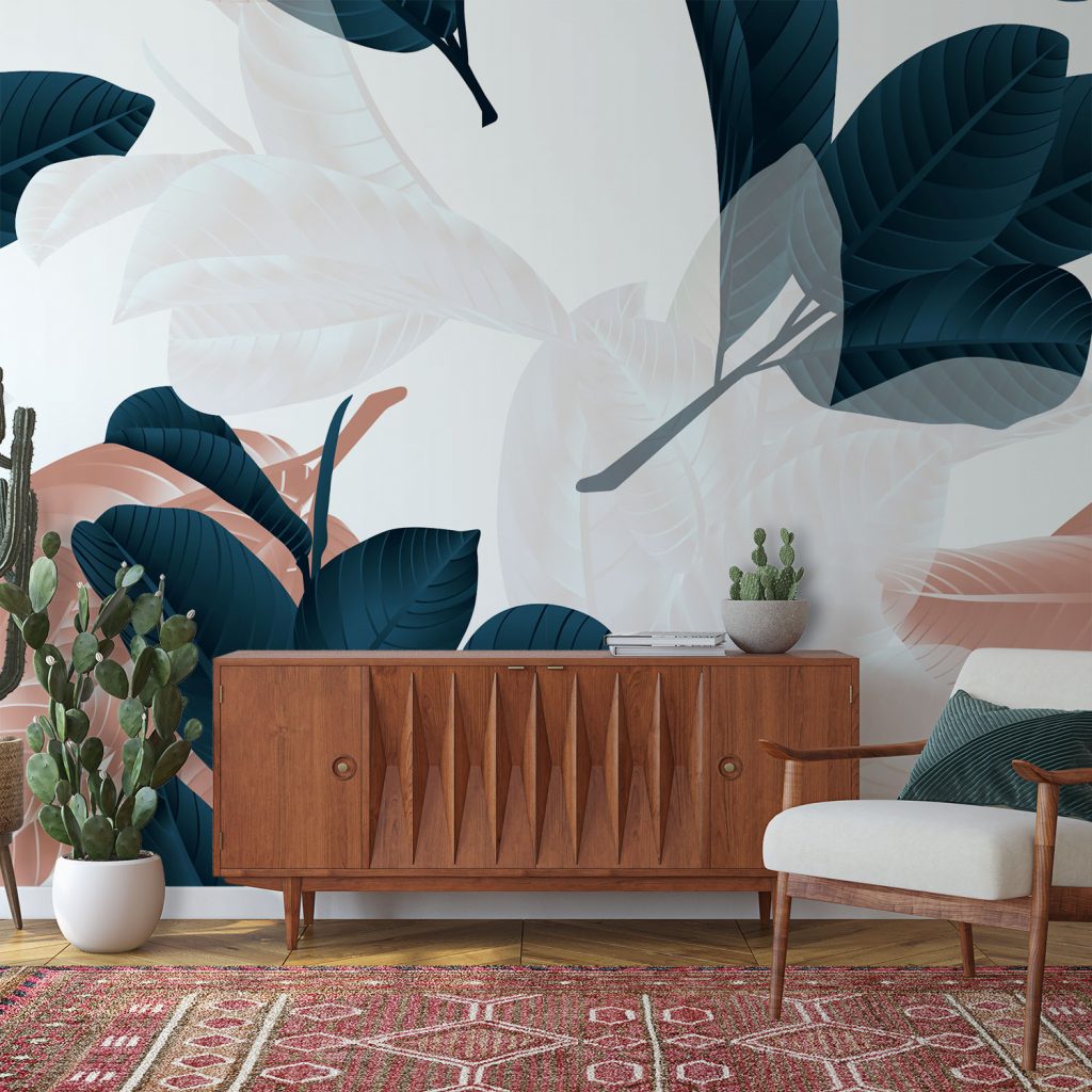 Leaves of Cool Colors - Wall Mural, PVC free Wall Covering