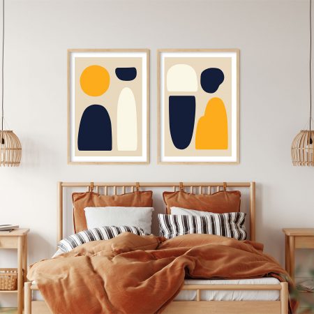 Abstract Blue Yellow Shapes – Wall Hanging