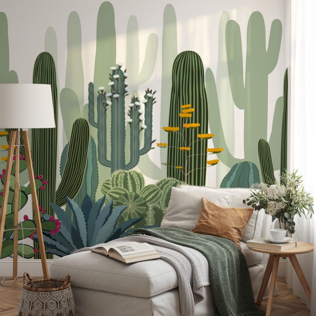 Floral Cactus - Wall Mural, PVC free Wall Covering