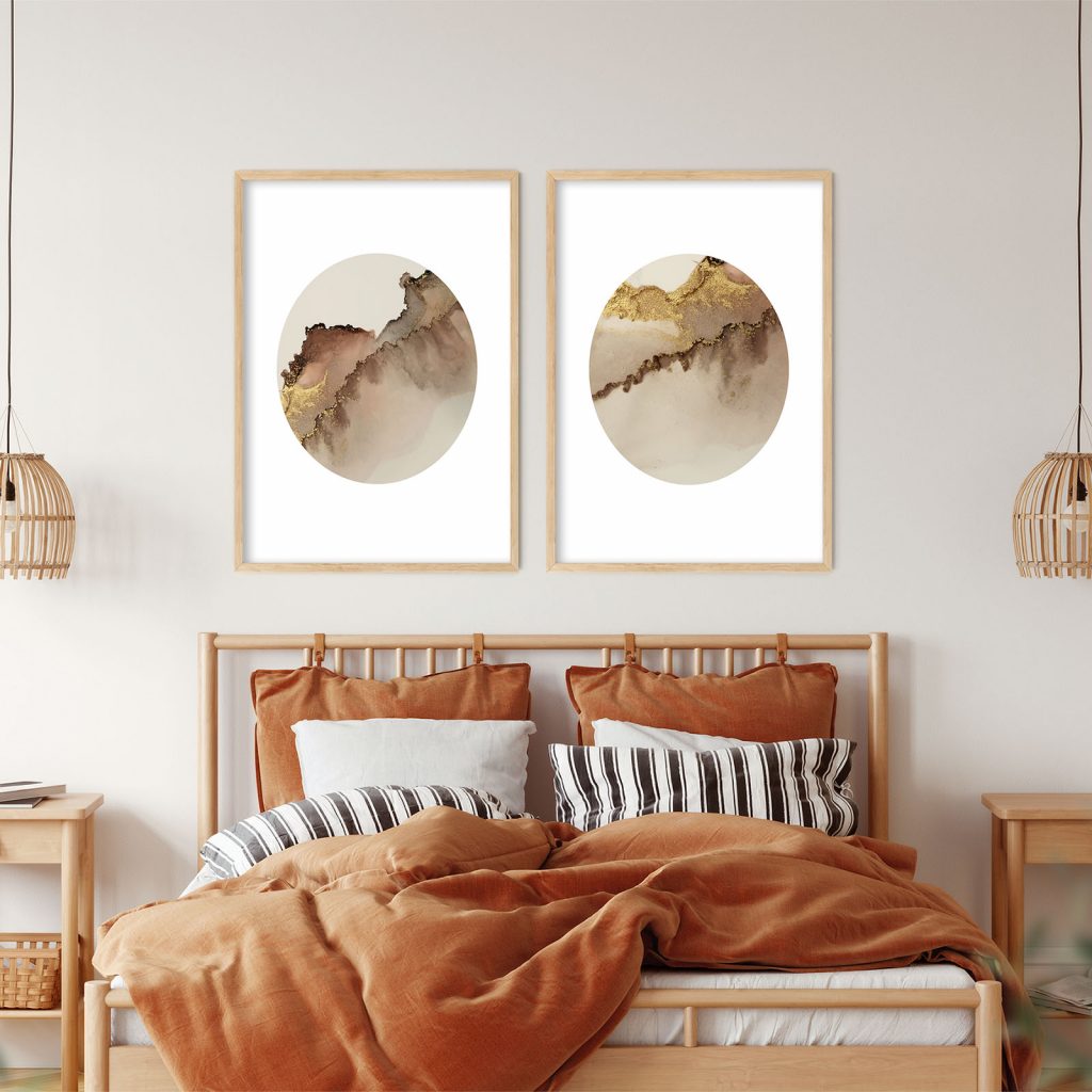 Abstract Two Gold Brown Circles – Wall Decor