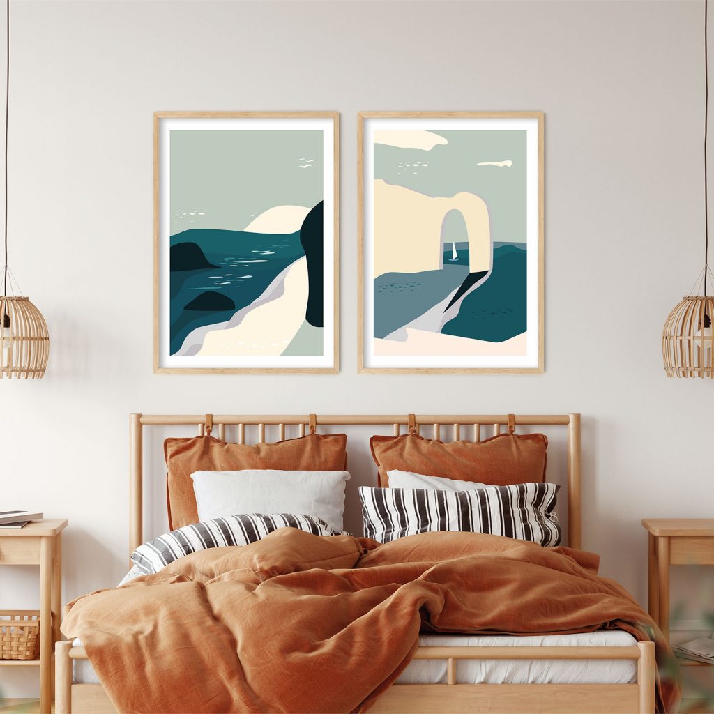 Abstract Coastal Landforms Sailboat – Wall Decor