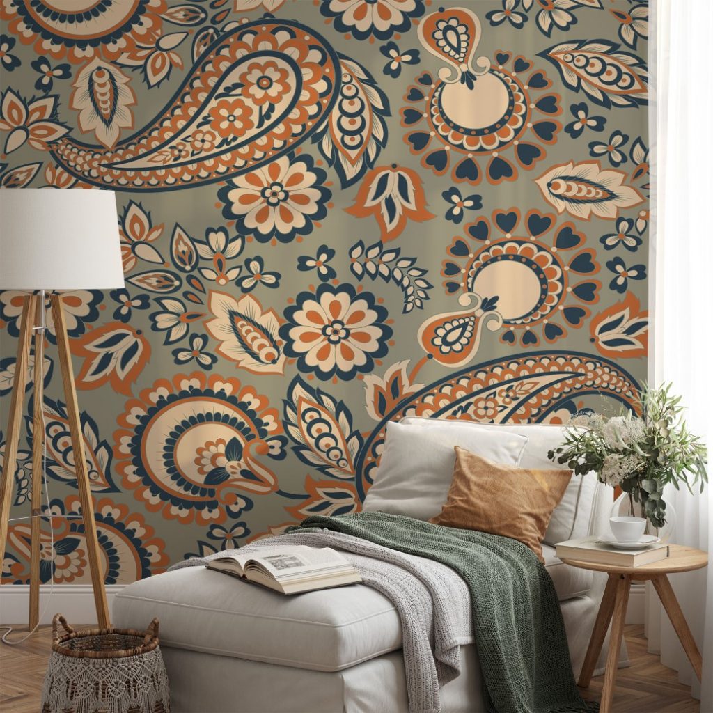 Ethnic Paisley Ornaments - Wall Mural, PVC free Wall Covering