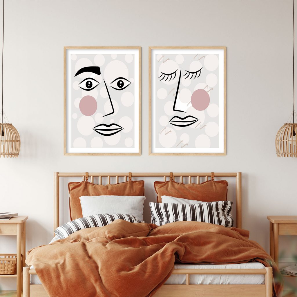 Abstract Faces Pink Cheeks – Home Decor
