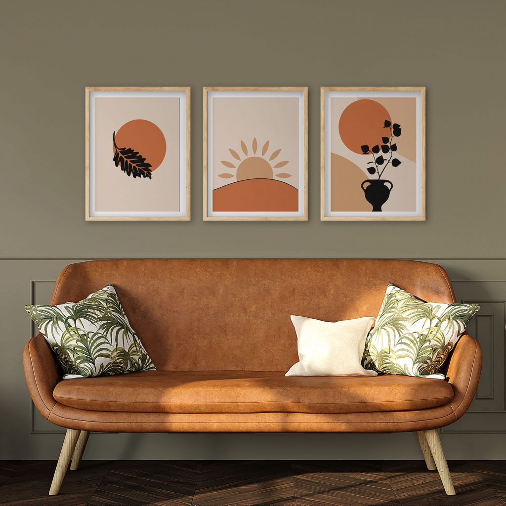 Minimalist Sun Leaf and Plant – Wall Hanging