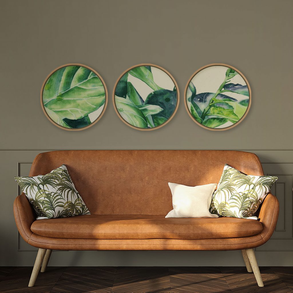 Botanical Green Watercolor Leaves – Wall Art
