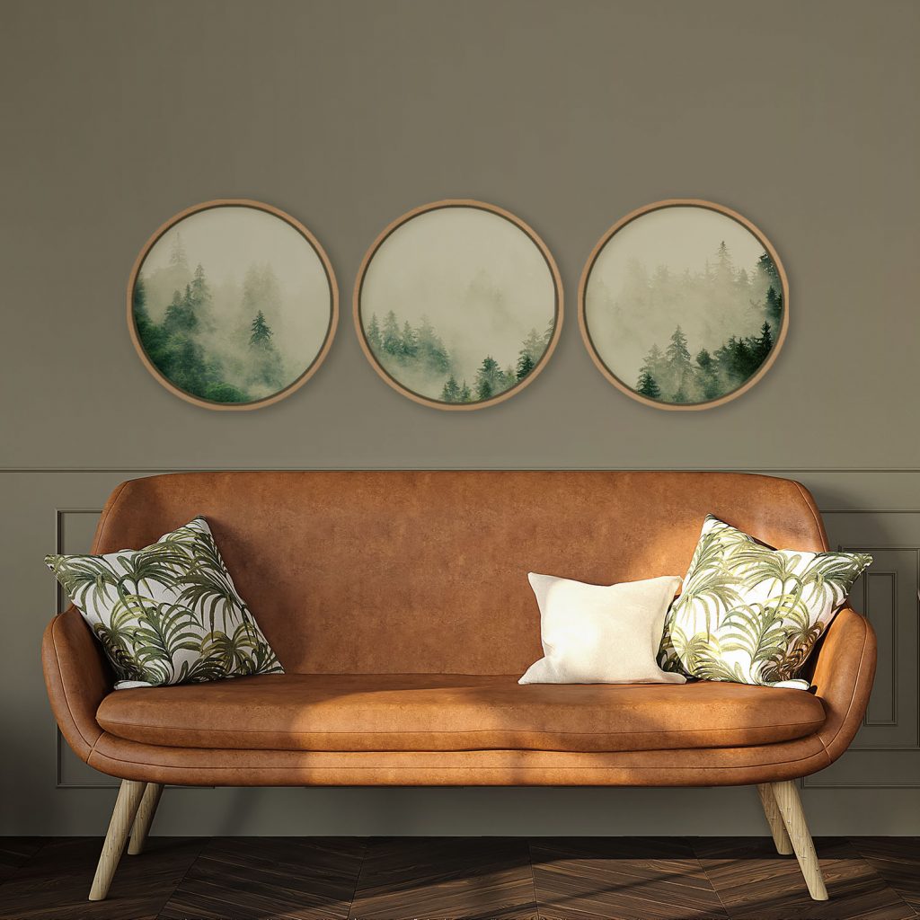 Nature Evergreen Foggy Forest Circles – Home Decor