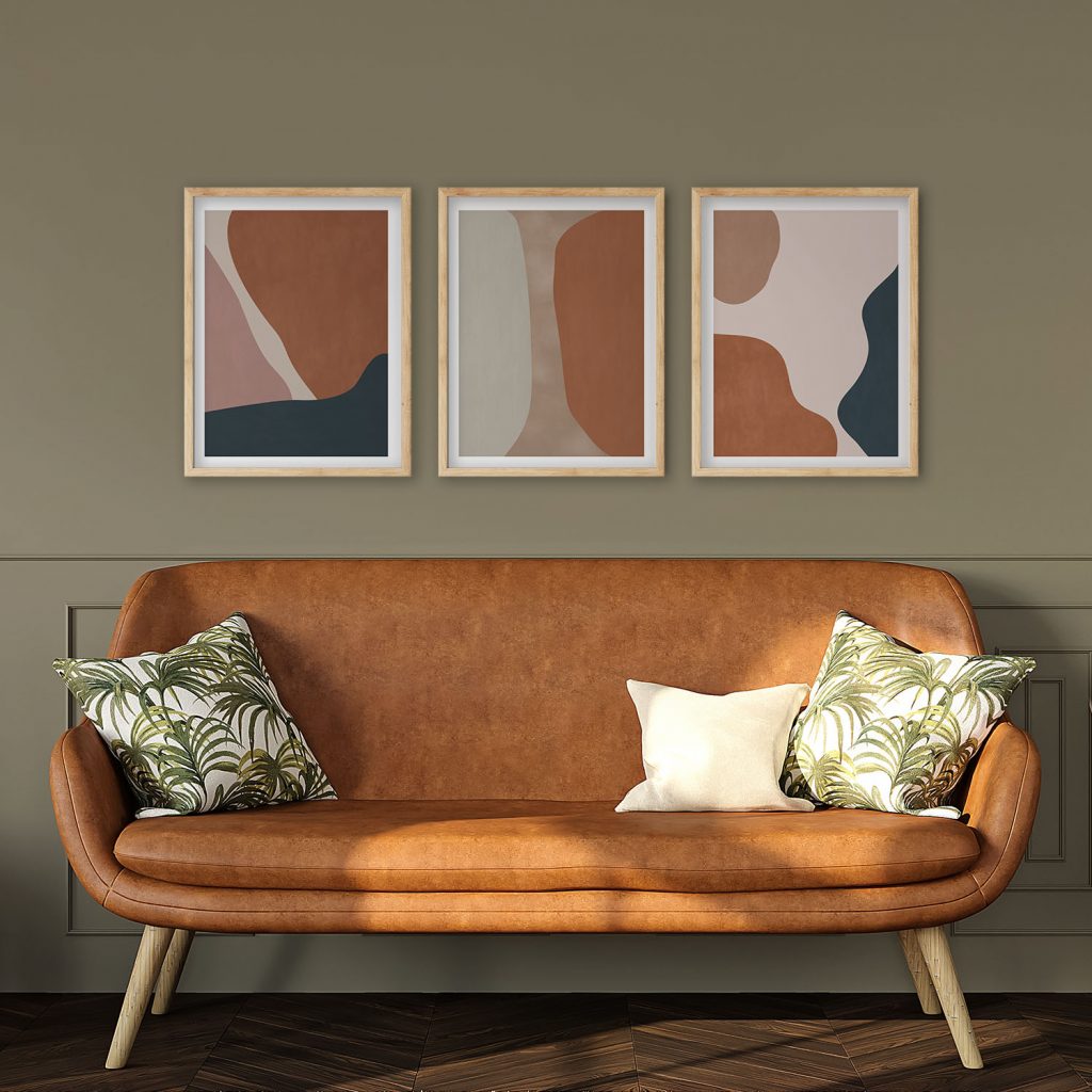 Abstract Three Earthy Organic Shapes – Home Decor