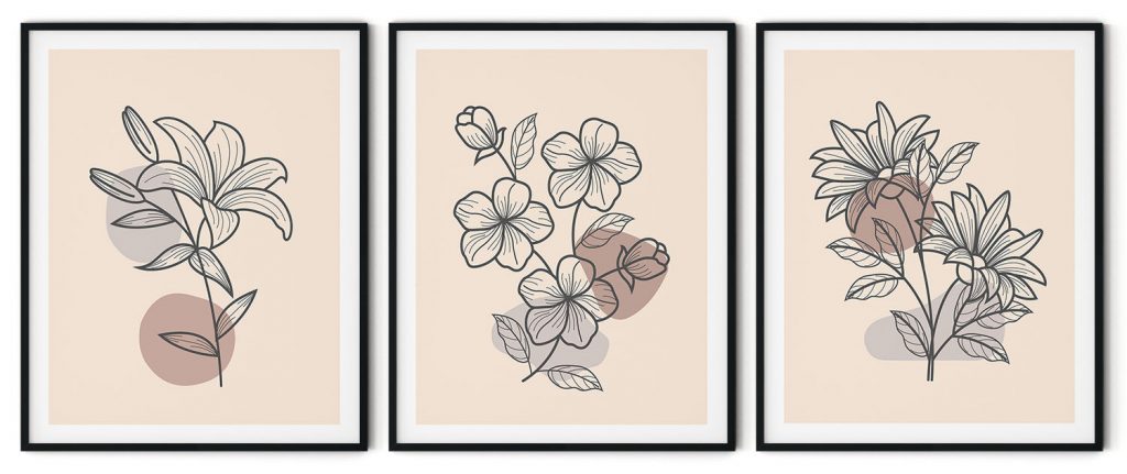 Boho floral line art