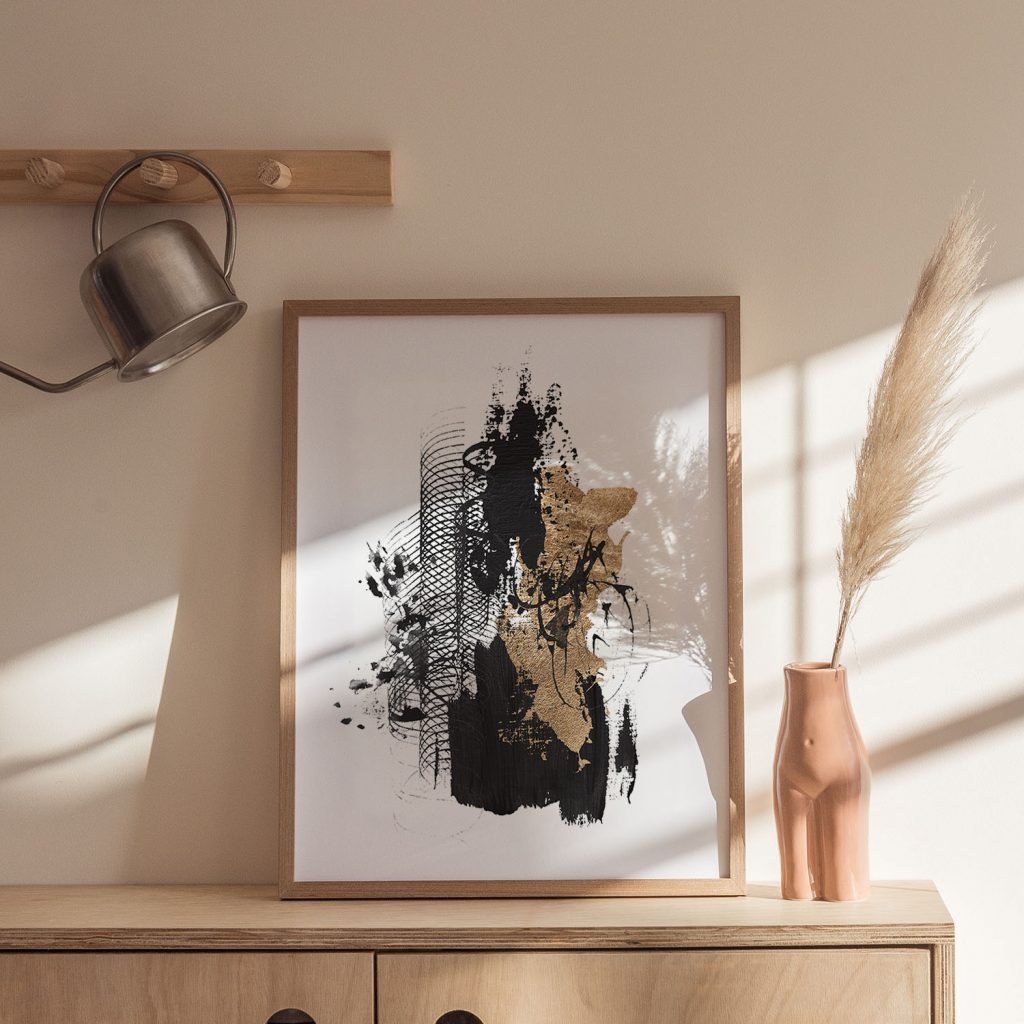 Abstract Black Gold Brushstrokes Patterns – Wall Painting
