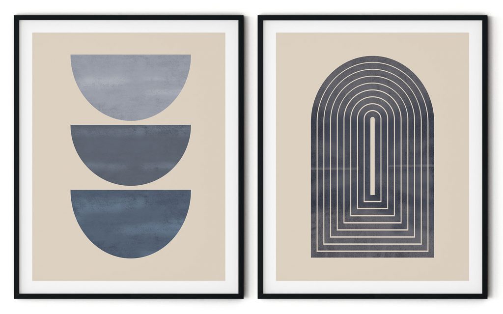 Blue mid century modern shapes