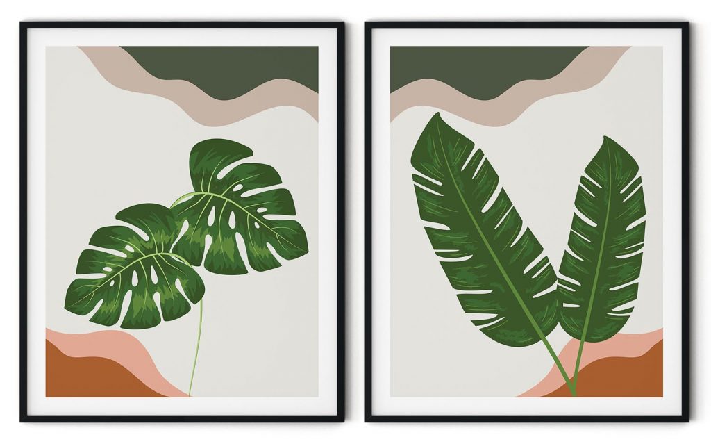 Tropical monstera leaves