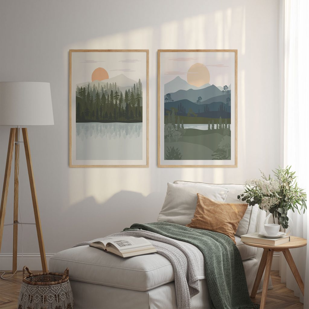 Nature Two Mountain Forest Lakes – Wall Decor