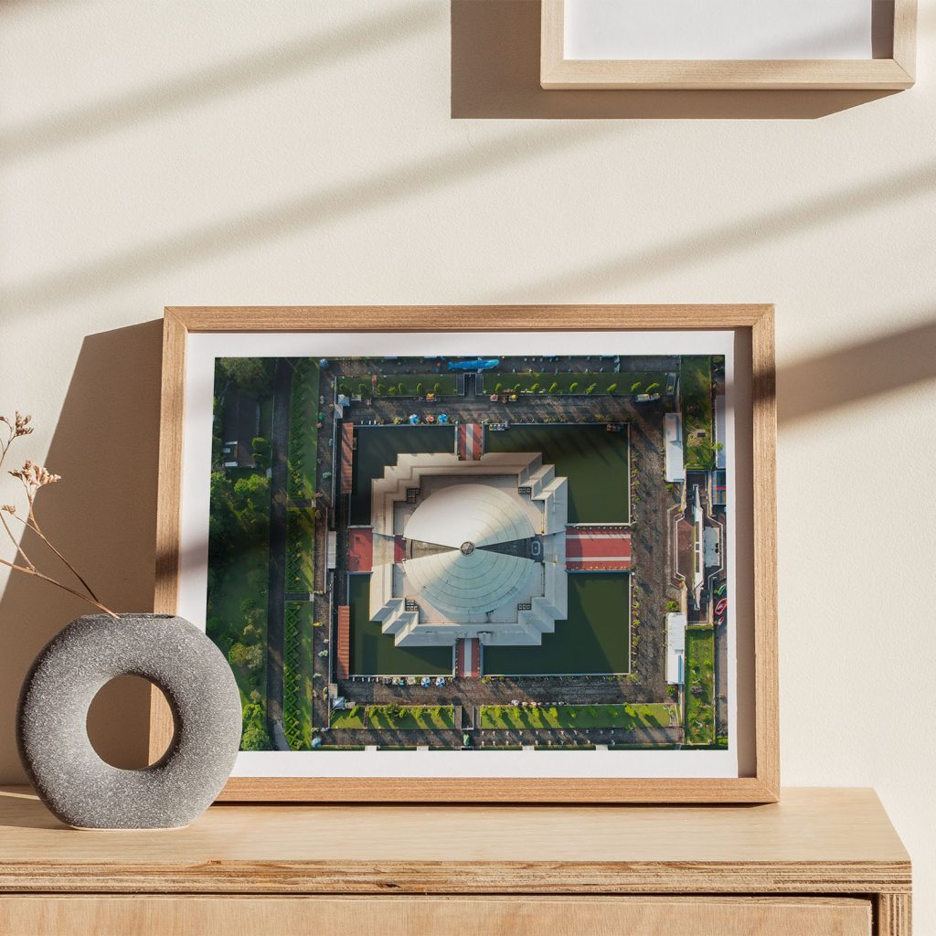 Modern Aerial Domed Building and Gardens – Wall Hanging