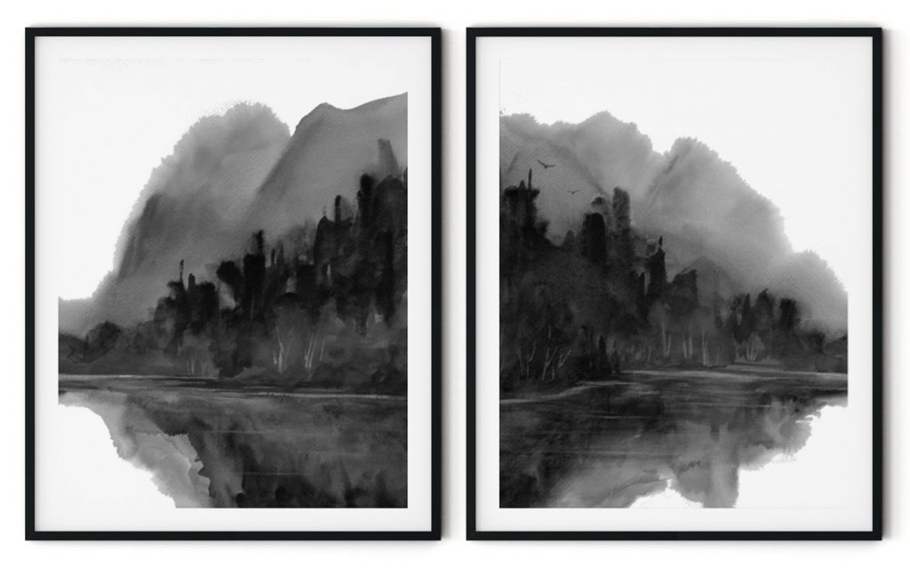 Abstract mountain seascape