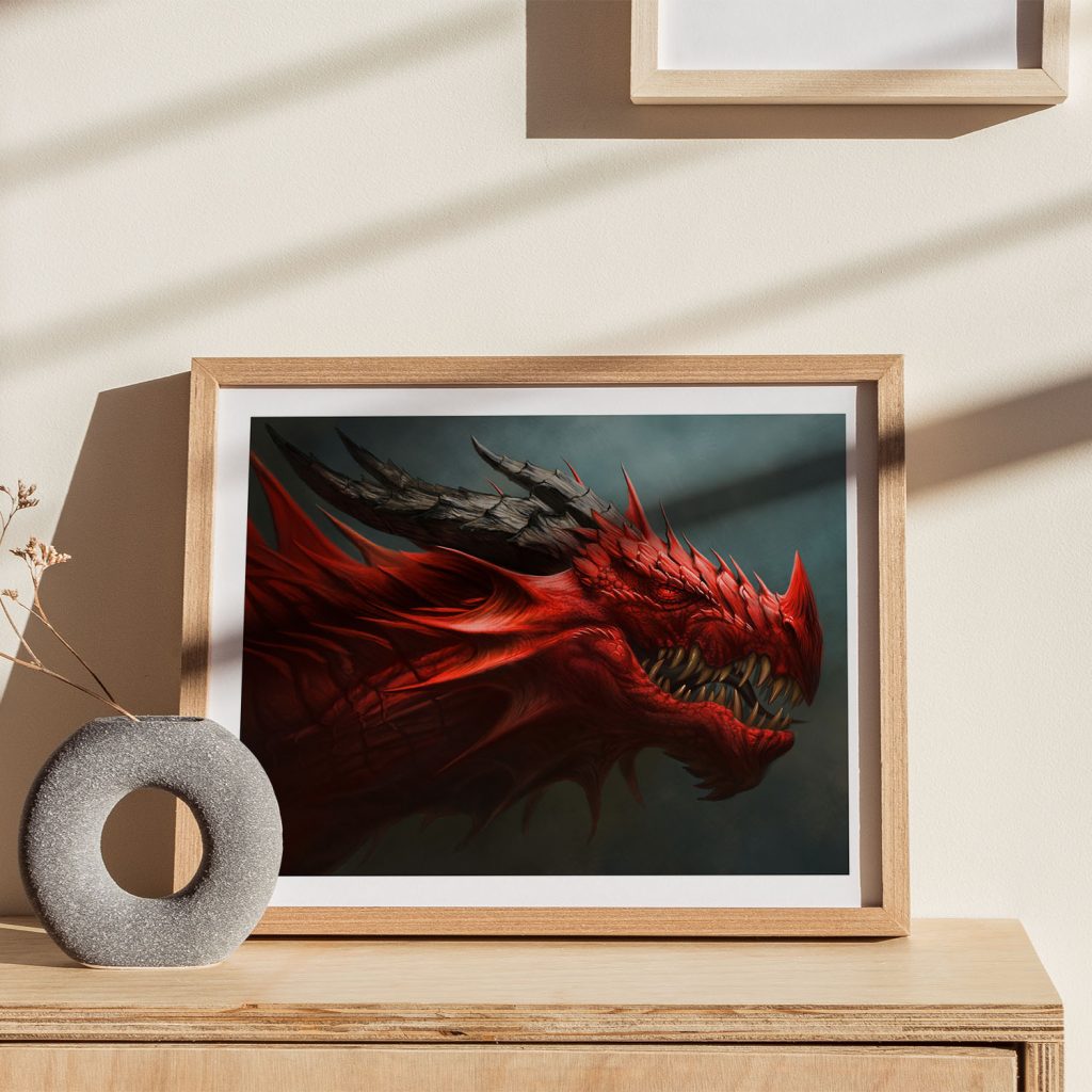 Contemporary Red Dragon Head – Wall Hanging