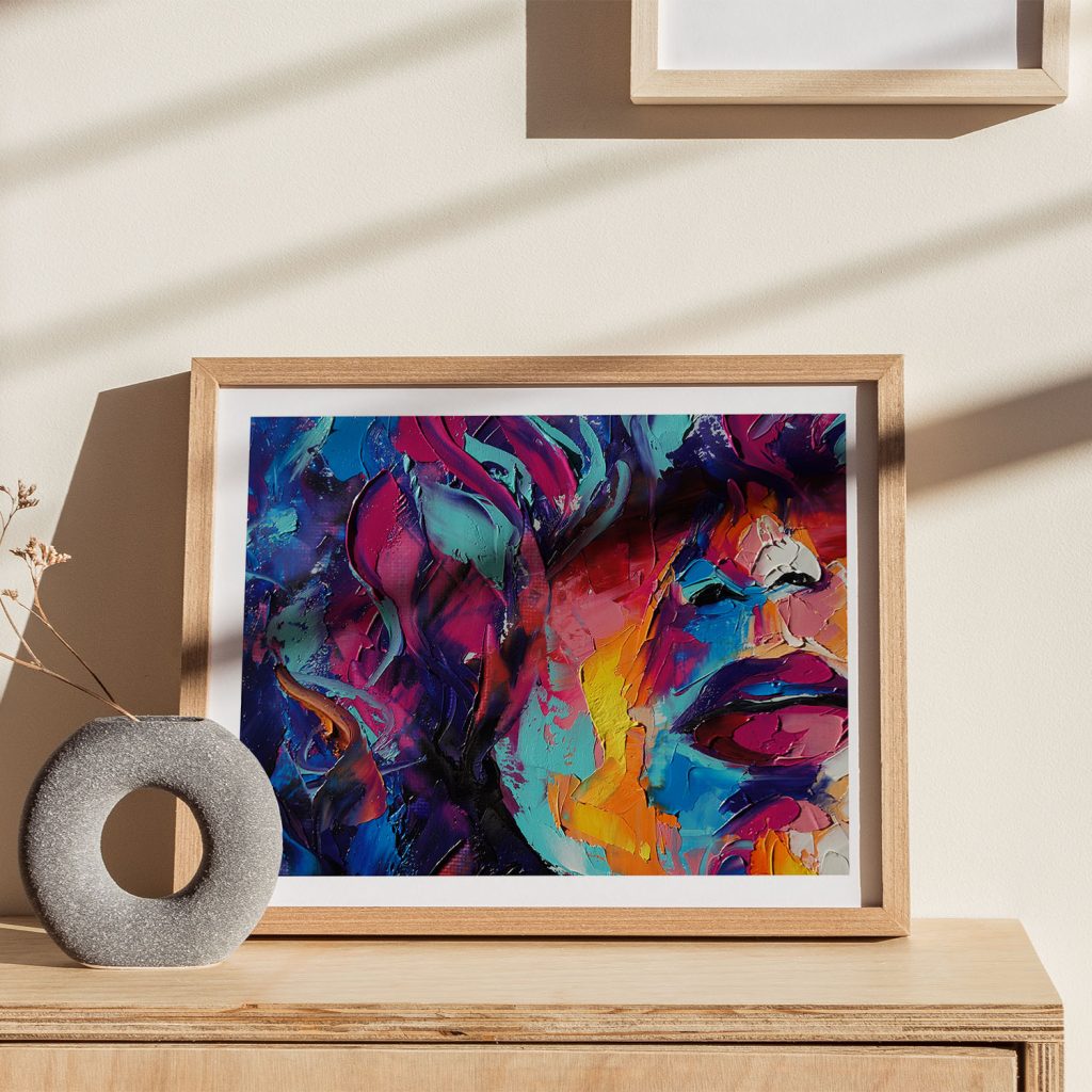 Abstract Colorful Woman's Face – Wall Painting