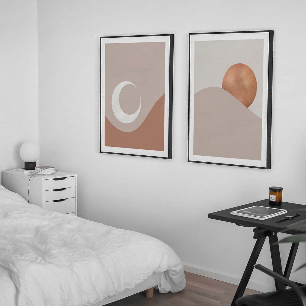 Minimalist Moon Sun Desert – Wall Art