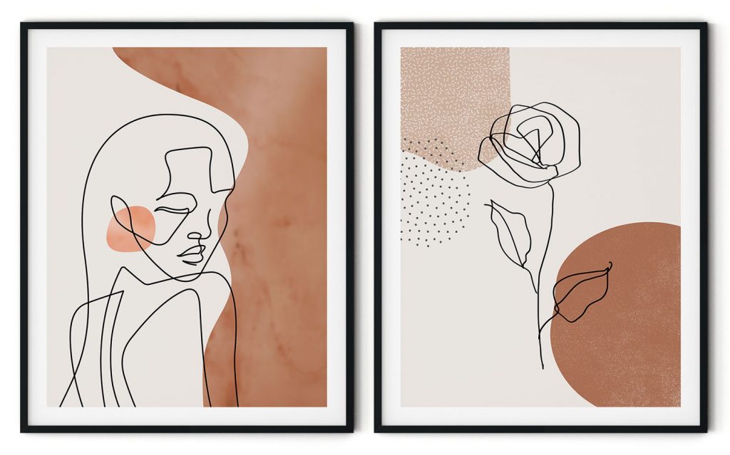 Figurative boho line drawing abstract