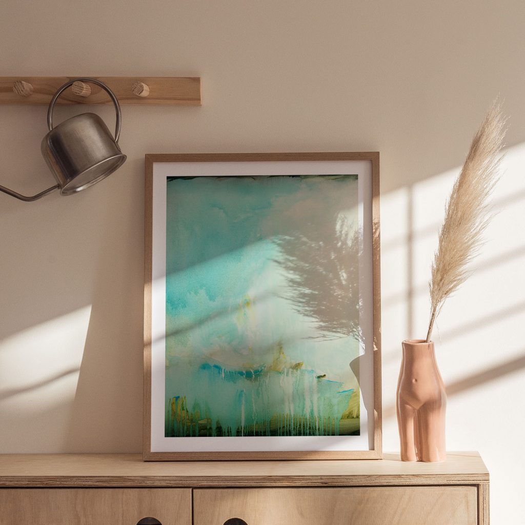 Abstract Flowing Blue Green Landscape – Wall Art