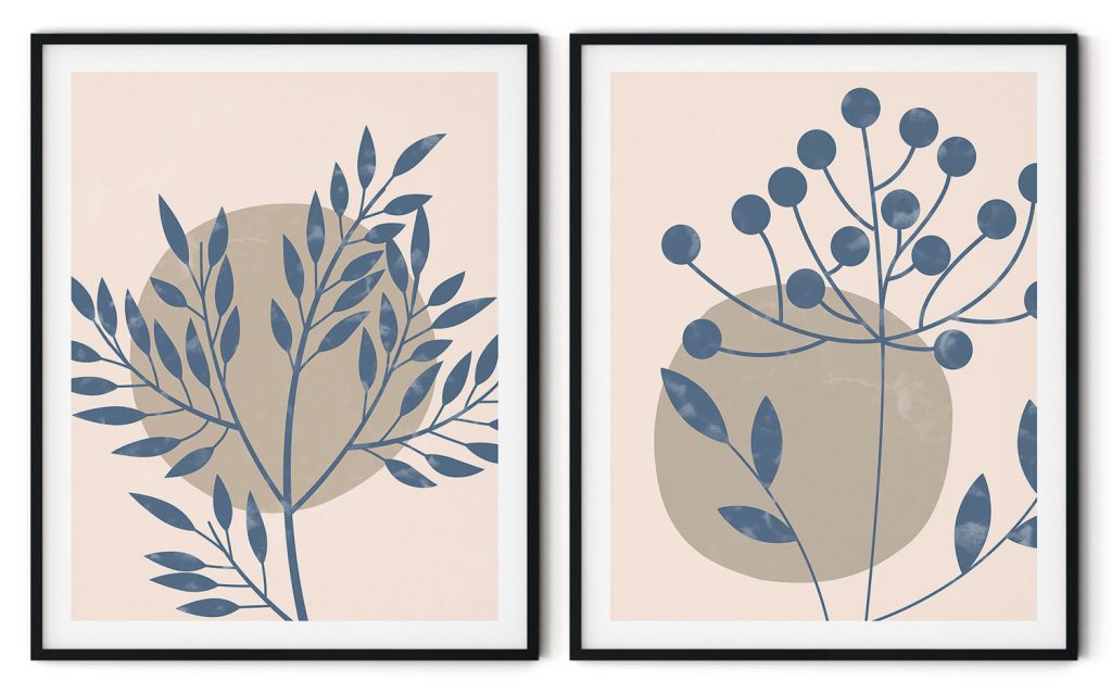 Abstract blue silhouette fern botanical