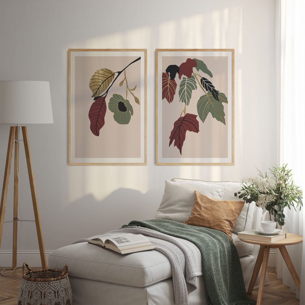 Botanical Abstract Leaves and Branches – Home Decor