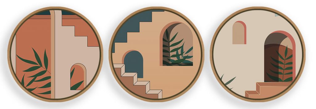 Set of 3 boho moroccan architecture