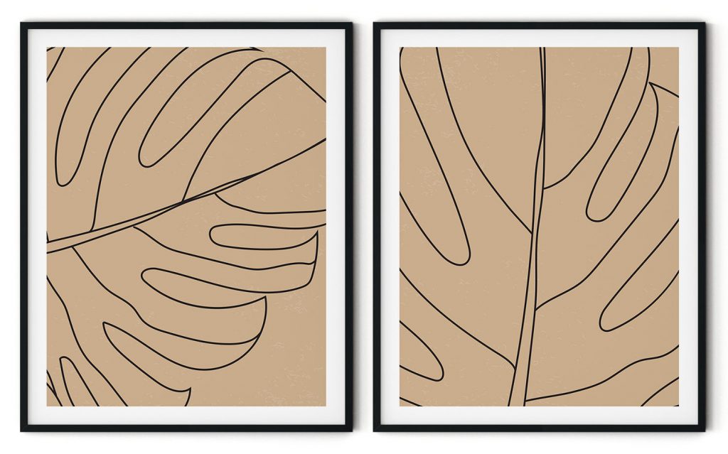 Minimalistic monstera outline leaf