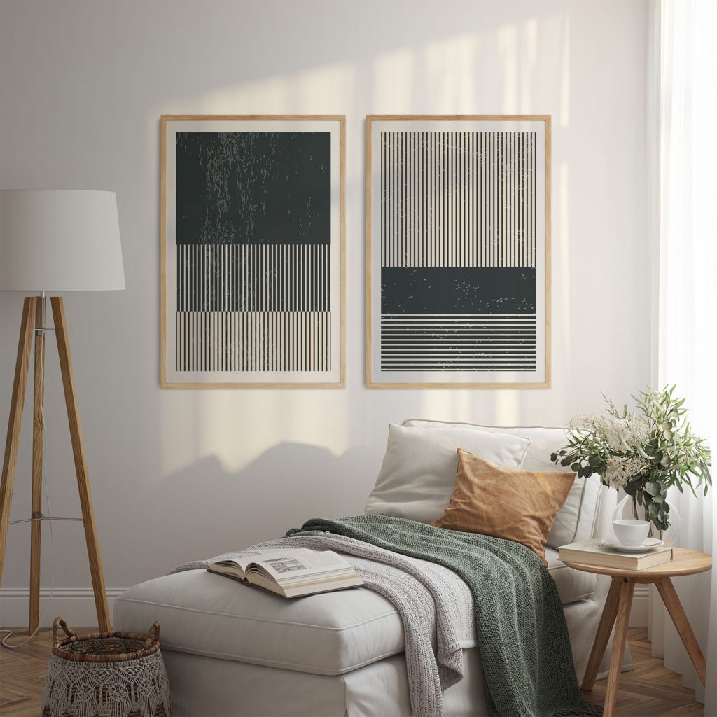 Abstract Geometric Distressed Stripes – Wall Hanging