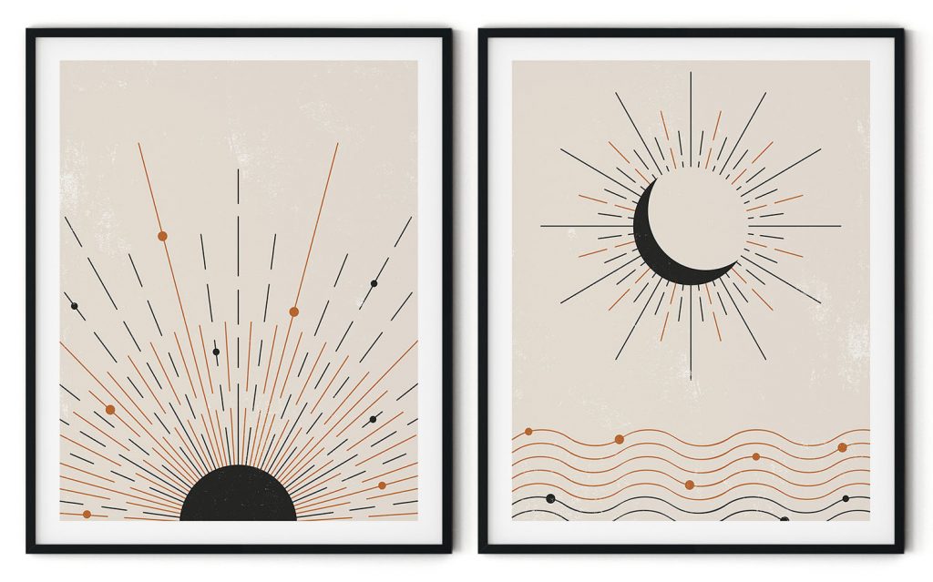Sunset boho minimalist abstract