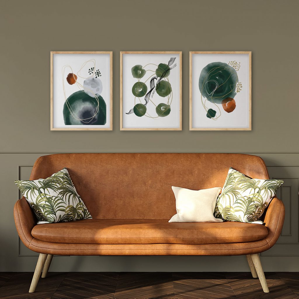 Abstract Organic Shapes Gold Lines – Home Decor