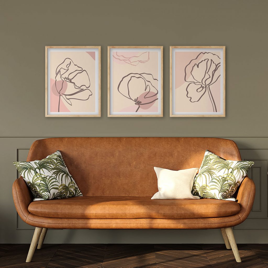 Minimalist Abstract Line Flowers – Wall Hanging