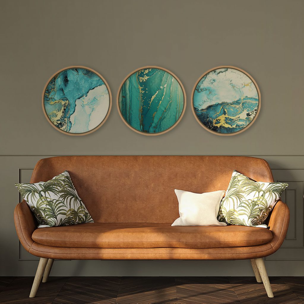 Abstract Fluid Blue Teal Gold – Home Decor