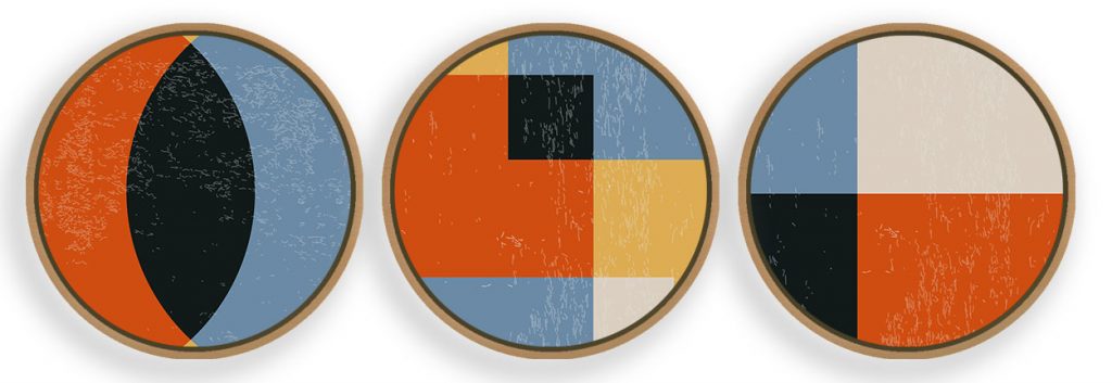 Set of 3 modern trendy grunge geometrical abstract