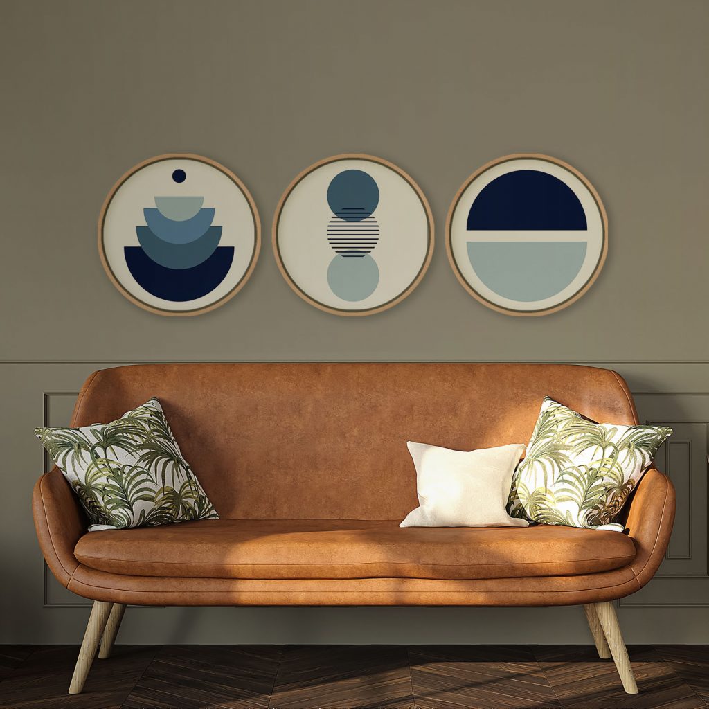 Abstract Blue White Geometric Circles – Wall Painting