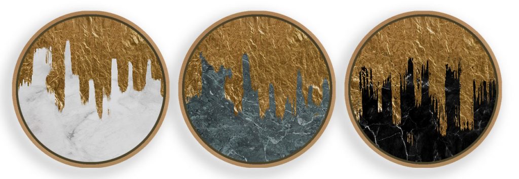Set of 3 Gold abstract