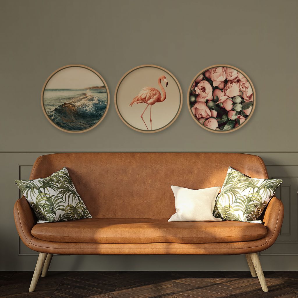 Nature Seascape Pink Flamingo Peonies – Wall Decor