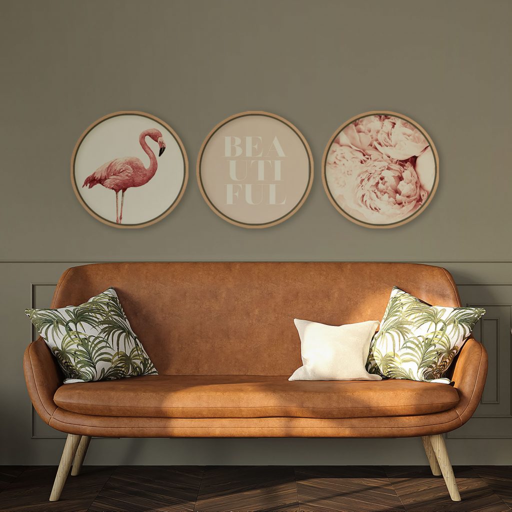 Nature Pink Flamingo Peonies Typography – Wall Art