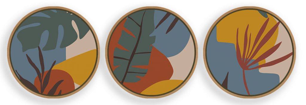 Set of 3 boho botanical abstract