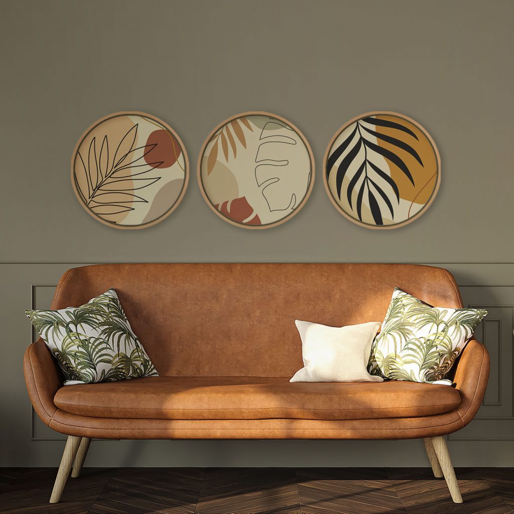 Abstract Botanical Leaves Muted Tones – Home Decor