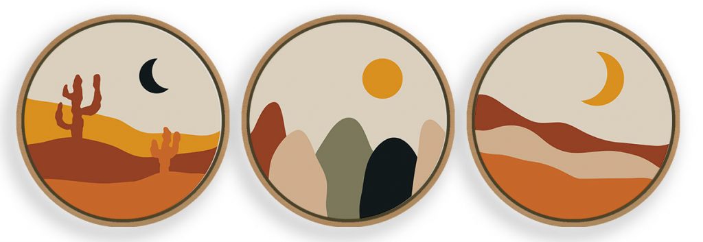 Set of 3 circle boho desert