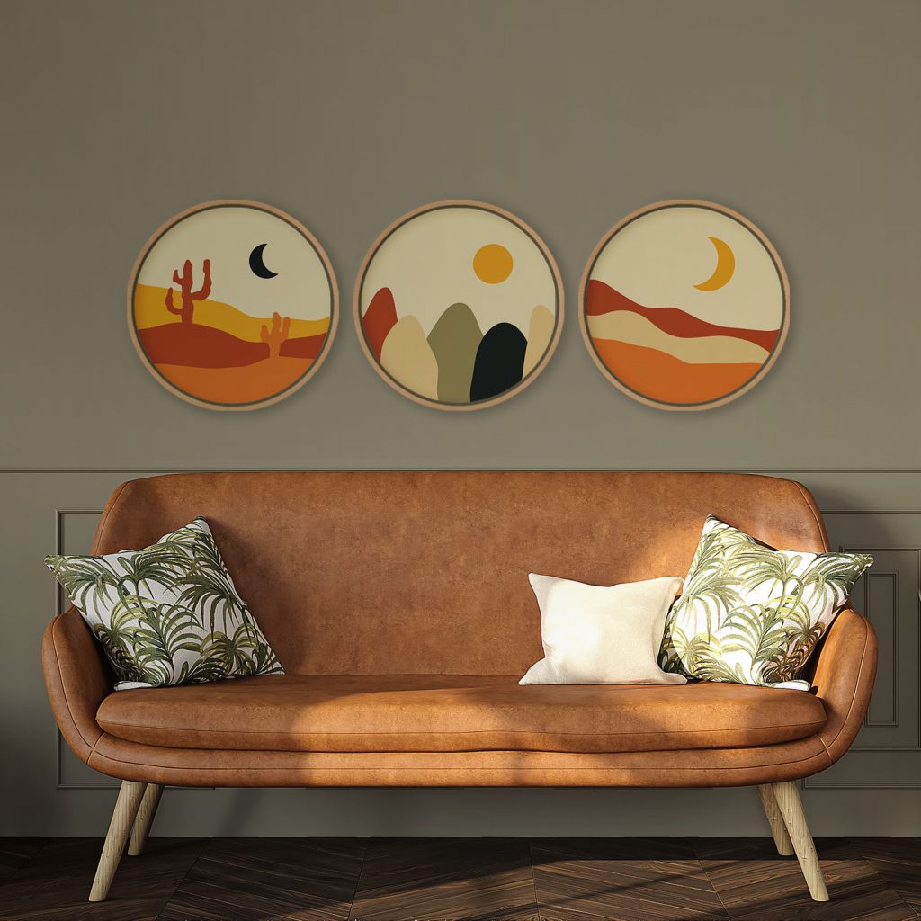 Abstract Desert Mountains Sun Moon – Wall Painting