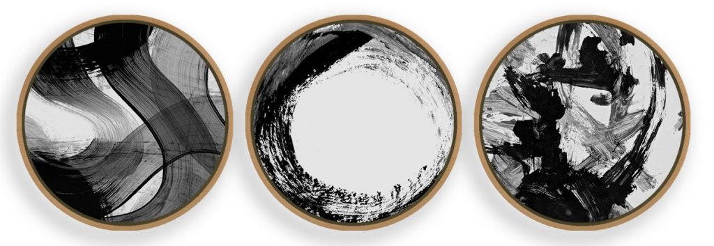 Set of 3 abstract black brushstroke
