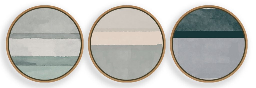 Set of 3 minimalistic blanch watercolor rothko concept abstract art