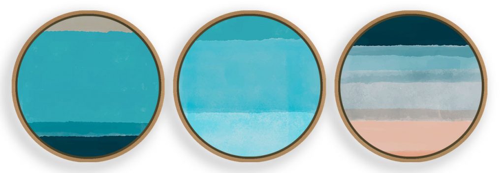 Set of 3 watercolor colorful rothko abstract