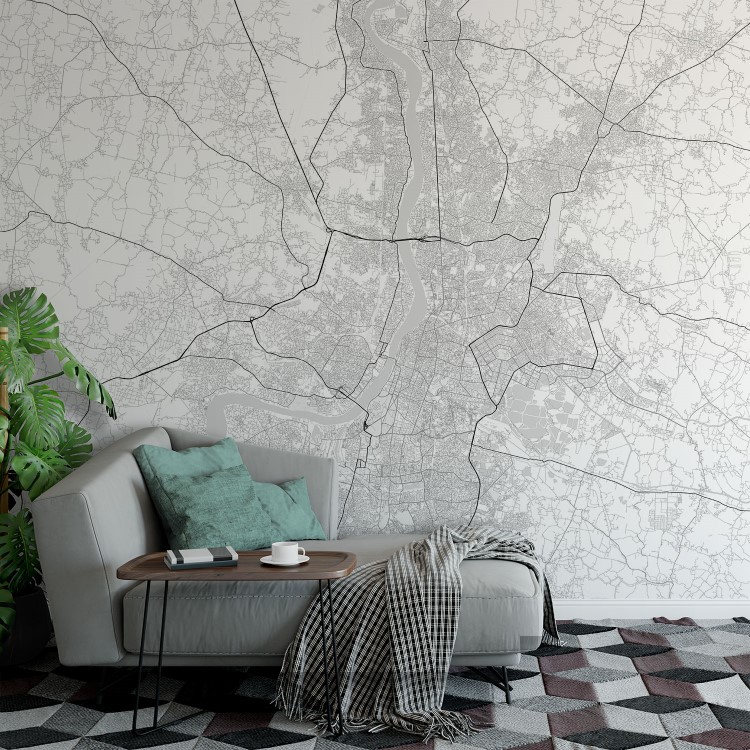 White and Grey Kolkata City Map Wallpaper