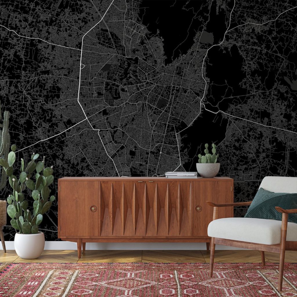 Jaipur Map Wall Mural - Dark black, Mural Wallpaper, PVC Free, Non-Toxic