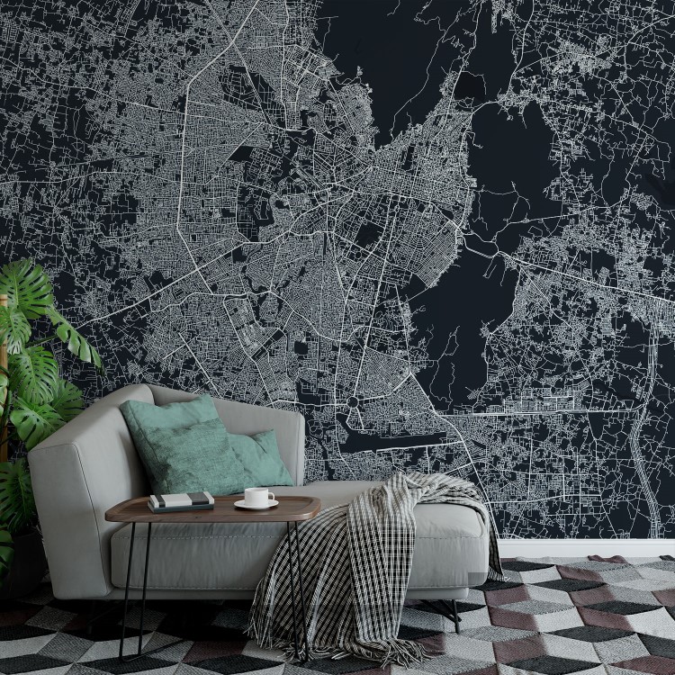 Navy Blue Jaipur City Map Wallpaper