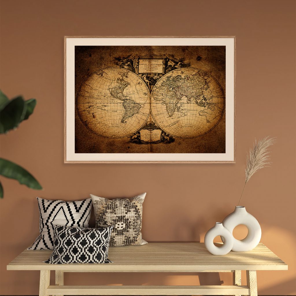 Traditional Mappemonde Hemispheres – Wall Art