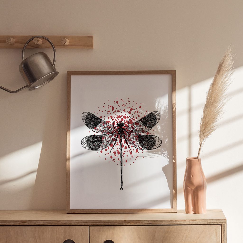 Nature Dragonfly Red Splatters – Home Decor
